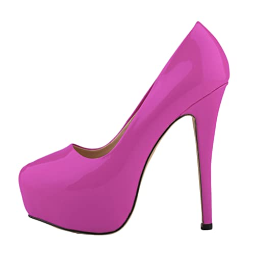 ticticlily Pumps Damen Plateau Pumps Klassische Lackleder Stiletto Absatzschuhe Platform High Heels Damenschuhe A Violett 40 EU von ticticlily