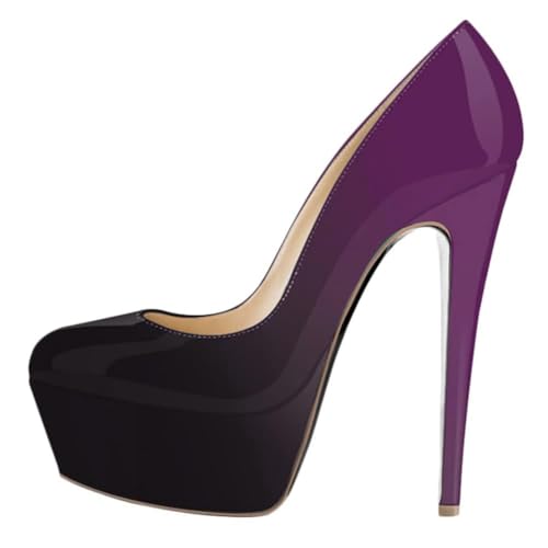 ticticlily Pumps Damen Plateau Stiletto Frühling Herbst Casual High Heels Abendschuhe Pumps Z Violett 39 EU von ticticlily