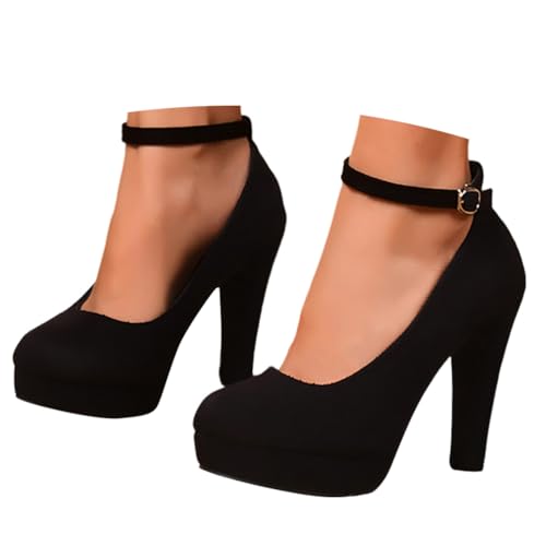 ticticlily Pumps Damen Riemchen High Heels Plateau Brautschuhe Sommerschuhe Party Bequeme Hochzeit Schuhe A1 Schwarz 39 EU von ticticlily