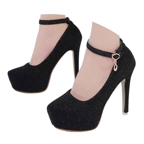 ticticlily Pumps Damen Riemchen High Heels Plateau Brautschuhe Sommerschuhe Party Bequeme Hochzeit Schuhe B Schwarz 37 EU von ticticlily