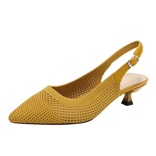 ticticlily Pumps Damen Stricken Slingback Spitzenschuhe mit Kitten Heel für Büro Hochzeiten und Partys B Gelb 41 EU ticticlily Pumps Damen Stricken Slingback Spitzenschuhe mit Kitten Heel für Büro Hochzeiten und Partys B Gelb 41 EU von ticticlily