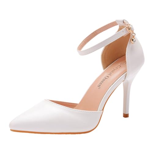 ticticlily Pumps Damen Weiß Hochzeitsschuhe Stiletto High Heels Spitze Brautschuhe A3 9,5cm 42 EU von ticticlily