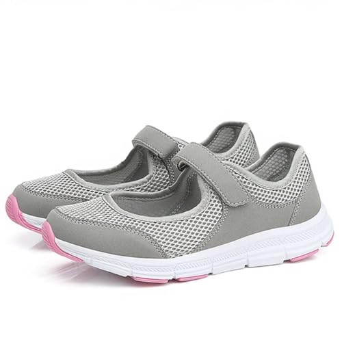 ticticlily Sandalen Damen Flache Sommer Atmungsaktiv Freizeitschuhe Leicht Walkingschuhe Plateau Turnschuhe Mesh Fitness Sneaker Laufschuhe A Grau 42 EU von ticticlily