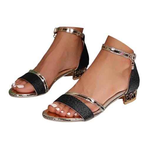 ticticlily Sandalen Damen Klassische Sandaletten mit Blockabsatz Glitzer Strass Sommer A Schwarz 41 EU ticticlily Sandalen Damen Klassische Sandaletten mit Blockabsatz Glitzer Strass Sommer A Schwarz 41 EU von ticticlily