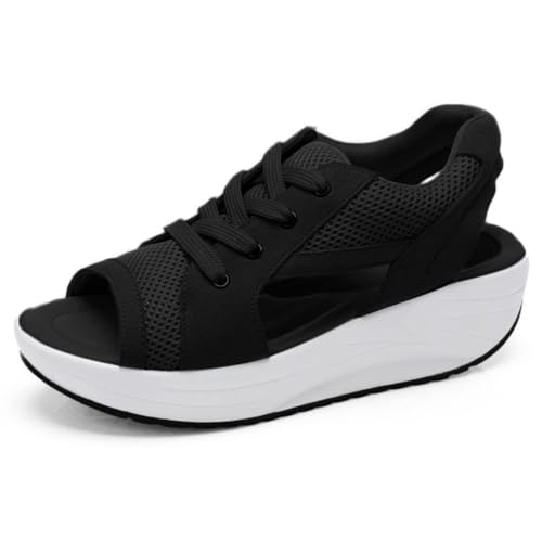 ticticlily Sandalen Damen Netz Atmungsaktiv Sandalen Keilabsatz Turnschuhe Laufschuhe Offene Zehen Sneakers Freizeit Sport Sandaletten A Schwarz 38 EU ticticlily Sandalen Damen Netz Atmungsaktiv Sandalen Keilabsatz Turnschuhe Laufschuhe Offene Zehen Sneakers Freizeit Sport Sandaletten A Schwarz 38 EU von ticticlily