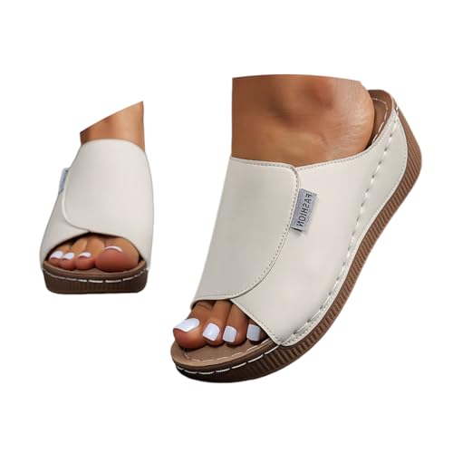 ticticlily Sandalen Damen Orthopädische Schuhe Plateau Pantoletten Keilsandalen Sommer mit Offener Zehenpartie A Weiß 42 EU von ticticlily