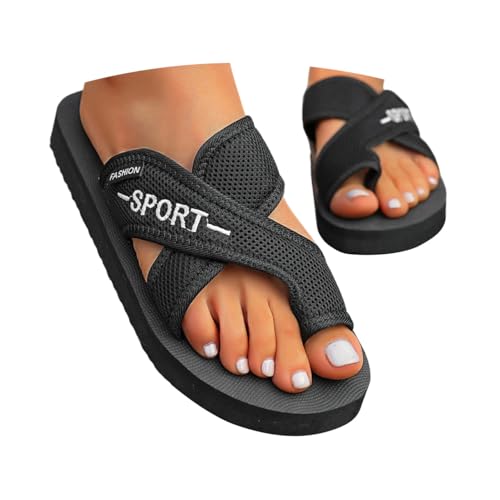 ticticlily Sandalen Damen Sommer Barfuss Schuhe Orthopädische Sandalen Bequem Hollow Mesh Slide Pantoletten Atmungsaktiv Schlappen A Schwarz 37 EU von ticticlily