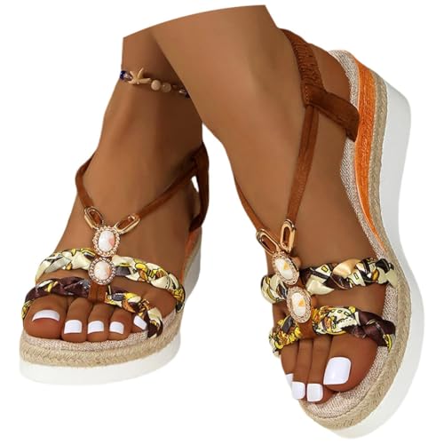 ticticlily Sandalen Damen Sommer Boho Sandalen mit Strass Perlen Freizeit Strand Schuhe Plateau Keilsandalen Ankle Elastic Geflochtene A Braun 41 EU ticticlily Sandalen Damen Sommer Boho Sandalen mit Strass Perlen Freizeit Strand Schuhe Plateau Keilsandalen Ankle Elastic Geflochtene A Braun 41 EU von ticticlily