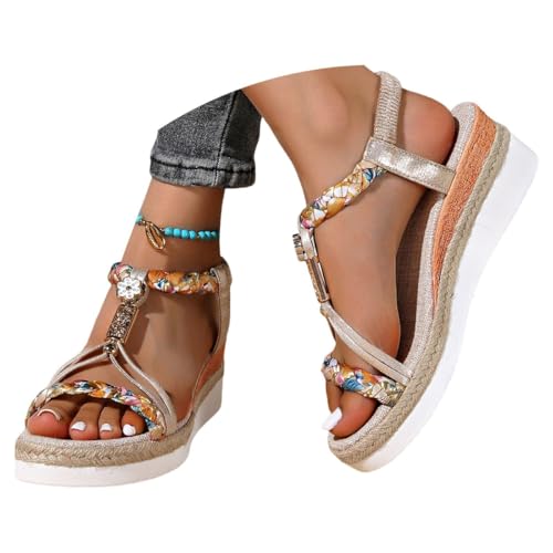 ticticlily Sandalen Damen Sommer Boho Sandalen mit Strass Perlen Freizeit Strand Schuhe Plateau Keilsandalen Ankle Elastic Geflochtene E Beige 41 EU ticticlily Sandalen Damen Sommer Boho Sandalen mit Strass Perlen Freizeit Strand Schuhe Plateau Keilsandalen Ankle Elastic Geflochtene E Beige 41 EU von ticticlily