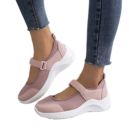 ticticlily Sandalen Damen Sommer Flache Schuhe Geschlossener Zeh Sandalen Runde Zehen Sandaletten Strandsandalen Elegant Plateau Sandalen Schuhe C Rosa 39 EU von ticticlily