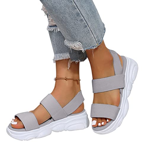 ticticlily Sandalen Damen Sommer Plateau Sandalen Casual Strand Sportliche Sandalen Keilabsatz Slingback Wedges Sandaletten Sommerschuhe A Grau 38 EU von ticticlily