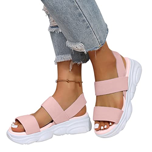 ticticlily Sandalen Damen Sommer Plateau Sandalen Casual Strand Sportliche Sandalen Keilabsatz Slingback Wedges Sandaletten Sommerschuhe A Rosa 38 EU von ticticlily