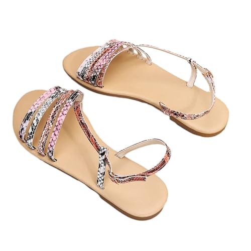 ticticlily Sandalen Damen Strass Glitzer Hausschuhe Bequeme Fußbett Schnalle Sandalen Flach Sommer Sandalen Slides Pantoletten Strandsandalen B Schlange 39 EU von ticticlily