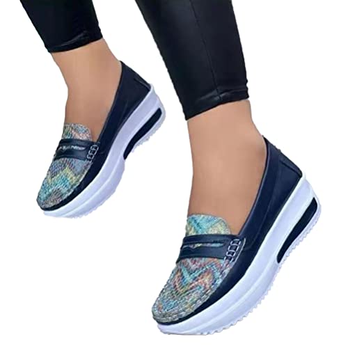 ticticlily Schuhe Damen Plateau Loafers Flache Weichen Sohlen Bequem Walking Halbschuhe A Marine 39 EU ticticlily Schuhe Damen Plateau Loafers Flache Weichen Sohlen Bequem Walking Halbschuhe A Marine 39 EU von ticticlily