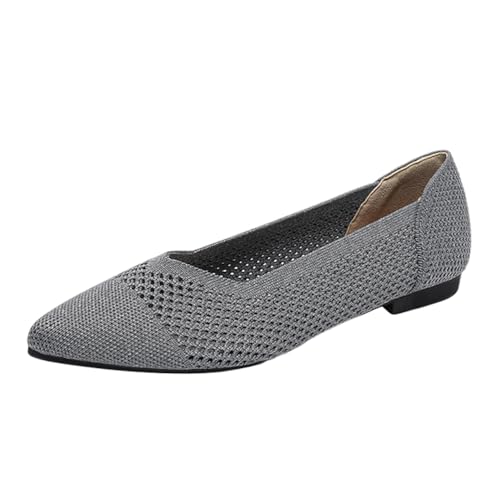 ticticlily Schuhe Damen Sommer Spitze Zehe Ballett Flach Strickkleid Schuhe Slip On Ballerinas A Grau 40 EU von ticticlily