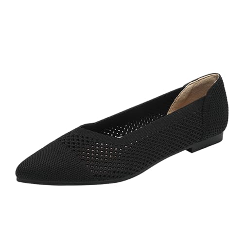 ticticlily Schuhe Damen Sommer Spitze Zehe Ballett Flach Strickkleid Schuhe Slip On Ballerinas A Schwarz 40 EU von ticticlily