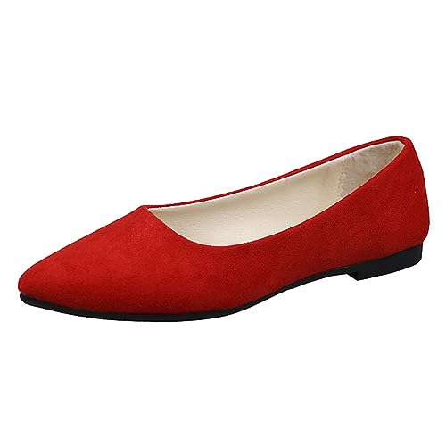 ticticlily Schuhe Hochzeitsgast Damen Ballerina Bequeme Slip Ons Flach Weiches Bequeme A Rot 43 von ticticlily