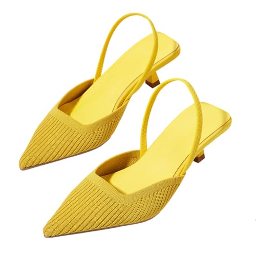 ticticlily Slingpumps Damen Pumps Slingback Spitzenschuhe mit Kitten Heel Stricken Sommerschuhe C Gelb 36 EU ticticlily Slingpumps Damen Pumps Slingback Spitzenschuhe mit Kitten Heel Stricken Sommerschuhe C Gelb 36 EU von ticticlily