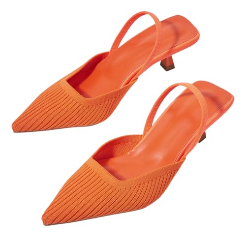 ticticlily Slingpumps Damen Pumps Slingback Spitzenschuhe mit Kitten Heel Stricken Sommerschuhe C Orange 41 EU ticticlily Slingpumps Damen Pumps Slingback Spitzenschuhe mit Kitten Heel Stricken Sommerschuhe C Orange 41 EU von ticticlily