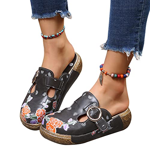 ticticlily Slipper Damen Clogs Sommer Hausschuhe Atmungsaktiv Strand Sandalen Schuhe Bequem Plateau Sandalen Outdoor Pantoletten rutschfest Gartenschuhe Kaffee 36 EU von ticticlily