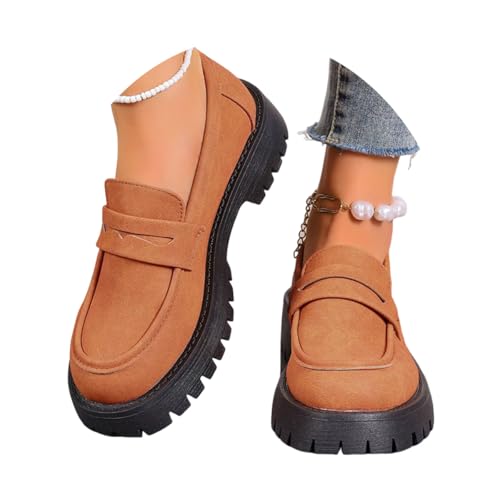 ticticlily Slipper Damen Elegant Blockabsatz Mokassins Loafer C Orange 40 EU ticticlily Slipper Damen Elegant Blockabsatz Mokassins Loafer C Orange 40 EU von ticticlily