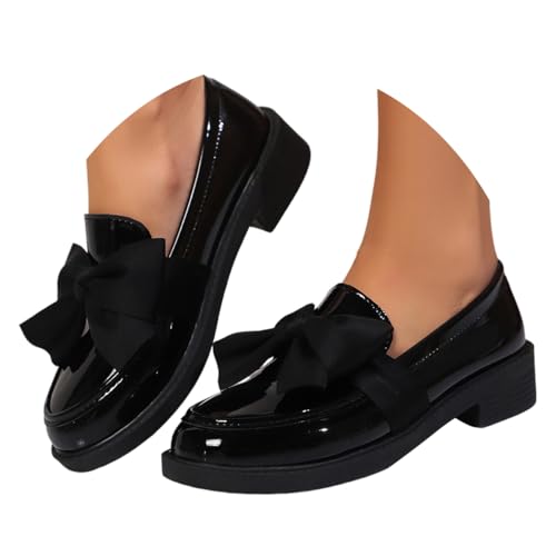 ticticlily Slipper Damen Loafer mit Absatz mit Plateausohle B Glänzendes Schwarz 39 EU von ticticlily