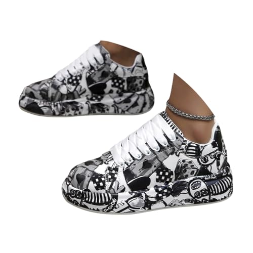 ticticlily Sneaker Damen Bunt Turnschuhe Sportschuhe Laufschuhe Leicht Schnürsenkel Graffiti Schuhe A Schwarz 38 EU ticticlily Sneaker Damen Bunt Turnschuhe Sportschuhe Laufschuhe Leicht Schnürsenkel Graffiti Schuhe A Schwarz 38 EU von ticticlily