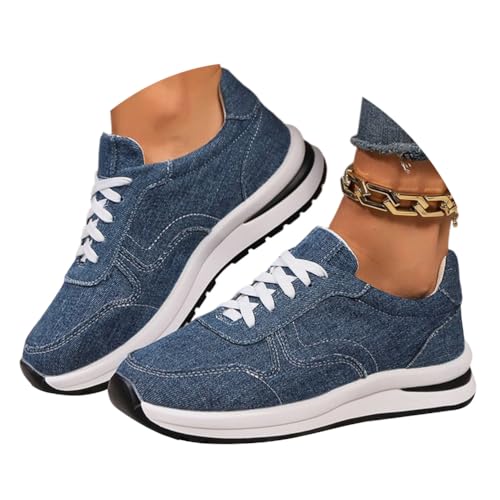 ticticlily Sneaker Damen Flach Turnschuhe Bequeme Schlupfschuhe Atmungsaktiv Wanderschuhe Leichte Freizeit Schuhe A Blau 36 EU von ticticlily