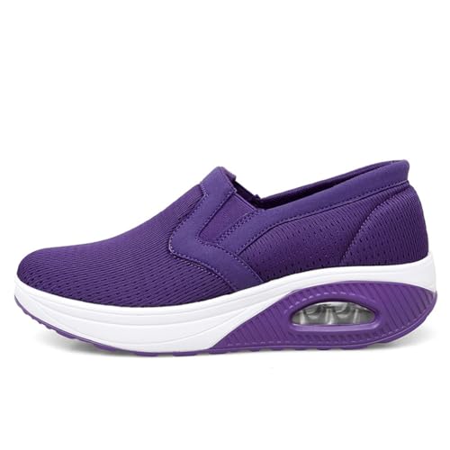 ticticlily Sneaker Damen Laufschuhe Turnschuhe Sportschuhe Running Slip On Schuhe Straßenlaufschuhe Leichtgewichts Walkingschuhe Outdoor Fitness Jogging A Violett 38 EU von ticticlily