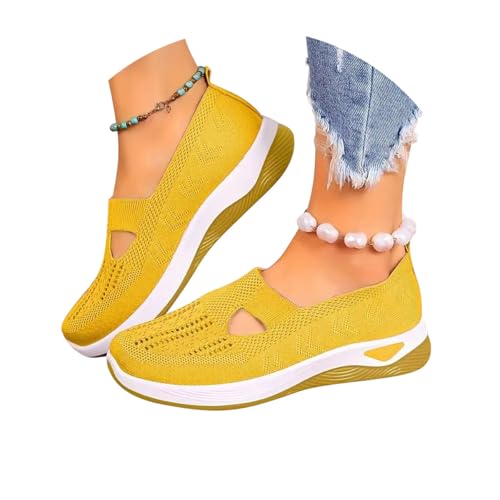 ticticlily Sportschuhe Damen Sommer Leicht Orthopädische Schuhe Atmungsaktive Sneaker BarfußSchuhe Bequeme Turnschuhe A Gelb 38 EU von ticticlily