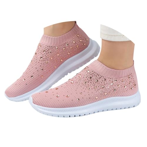 ticticlily Sneakers Damen Glitzer Schuhe Slip On Sportschuhe Laufschuhe Freizeitschuhe A Rosa 37 EU von ticticlily