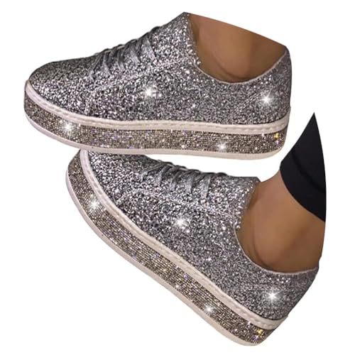 ticticlily Sneakers Damen Pailletten Flache Low Sneaker Atmungsaktiv Strass Glitzer Turnschuhe Outdoor Sportschuhe Laufschuhe B Silber 40 EU ticticlily Sneakers Damen Pailletten Flache Low Sneaker Atmungsaktiv Strass Glitzer Turnschuhe Outdoor Sportschuhe Laufschuhe B Silber 40 EU von ticticlily