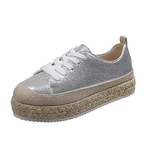 ticticlily Sneakers Damen Pailletten Flache Low Strass Sneaker Glitzer Loafers Turnschuhe Outdoor Freizeitschuhe Laufschuhe Flach Schuhe Slip On Walkingschuhe Slipper E Silber 43 von ticticlily