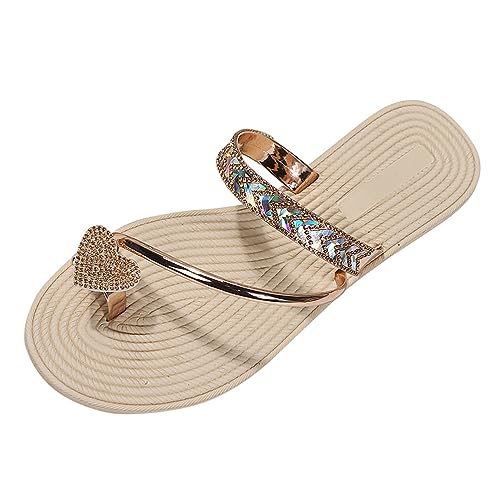 ticticlily Sommer Sandalen Damen Schmetterling Strass Strandsandalen Freizeit Flip Flops Sandaletten Flach Zehentrenner Glitzer Strass Hausschuhe G Gold 39 EU von ticticlily