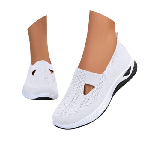 ticticlily Sommerschuhe Damen Breite Fuß Orthopädische Leichte Atmungsaktive Bequeme Turnschuhe Walkingschuhe A Weiß 38 EU von ticticlily