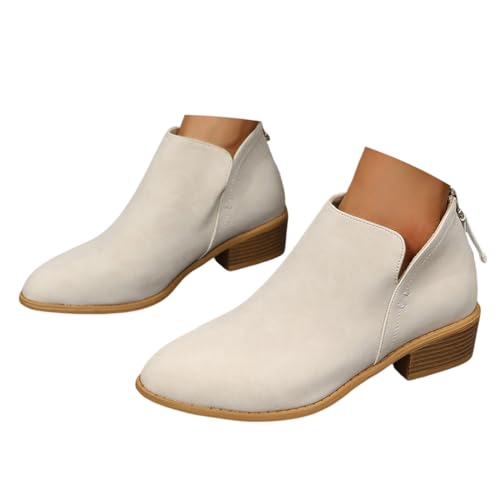 ticticlily Stiefel Damen Mit Niedrigem Absatz Spitze Und Reißverschluss C Weiß 42 EU ticticlily Stiefel Damen Mit Niedrigem Absatz Spitze Und Reißverschluss C Weiß 42 EU von ticticlily