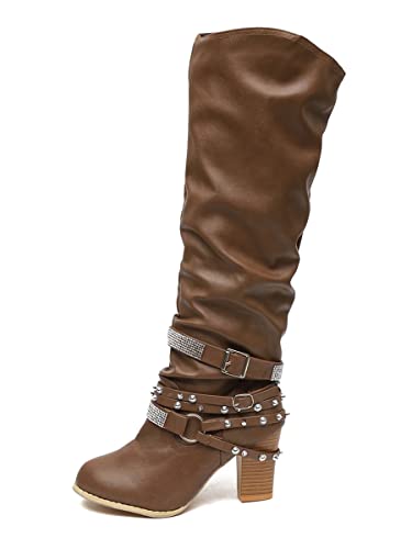 ticticlily Stiefel Damen Mode Herbst Winter Slip On Langschaftstiefel Runder Zehenpartie Schuhe High Heels Hohe Stiefel Mit Strasssteinen Stiefel Kaffee 43 EU ticticlily Stiefel Damen Mode Herbst Winter Slip On Langschaftstiefel Runder Zehenpartie Schuhe High Heels Hohe Stiefel Mit Strasssteinen Stiefel Kaffee 43 EU von ticticlily
