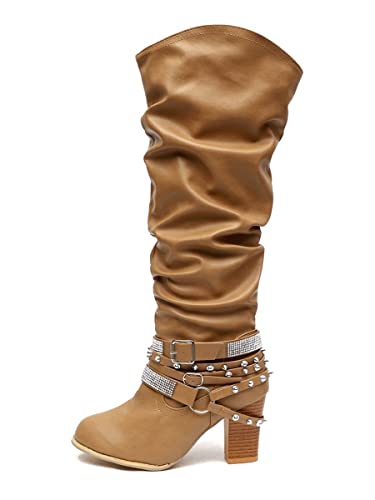 ticticlily Stiefel Damen Mode Herbst Winter Slip On Langschaftstiefel Runder Zehenpartie Schuhe High Heels Hohe Stiefel Mit Strasssteinen Stiefel Khaki 40 EU ticticlily Stiefel Damen Mode Herbst Winter Slip On Langschaftstiefel Runder Zehenpartie Schuhe High Heels Hohe Stiefel Mit Strasssteinen Stiefel Khaki 40 EU von ticticlily