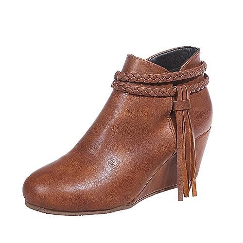 ticticlily Stiefeletten Damen Klassisch Wildleder Halbstiefel Spitz Schlupfschuhe Niederung Stiefel Kurzstiefel Übergangsstiefel Halbhohe Ankle Boots Halbhoch Damenstiefel B Braun 38 von ticticlily