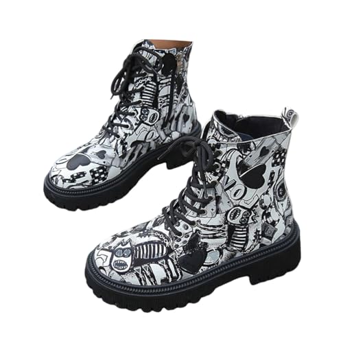 ticticlily Stiefeletten Damen Stilvolle Boots Leder mit Leichter Rutschfeste Sohle für Herbst Winter Bequeme Schnürstiefel für Alltag und Freizeit B Schwarz 35 EU von ticticlily