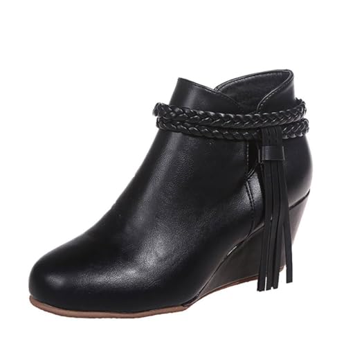 ticticlily Stiefeletten Damen Winter Ankle Boots mit Keilabsatz Kurzschaft Stiefel B Schwarz 38 ticticlily Stiefeletten Damen Winter Ankle Boots mit Keilabsatz Kurzschaft Stiefel B Schwarz 38 von ticticlily