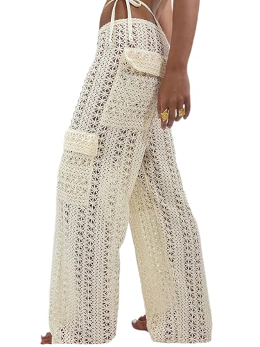 ticticlily Strandhose Damen Lang Sommer Häkel Netz Stricken Transparente Cover Up Aushöhlen Bikini Hose Hohe Taille Elastisch Bikinihosen Badehose A1 Aprikose M ticticlily Strandhose Damen Lang Sommer Häkel Netz Stricken Transparente Cover Up Aushöhlen Bikini Hose Hohe Taille Elastisch Bikinihosen Badehose A1 Aprikose M von ticticlily