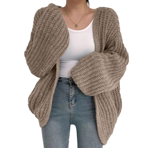 ticticlily Strickjacke Damen Dicke Gestrickte Pullover Chic Elegant Casual Cardigan Strick Jacken Strickcardigan Strickpullover A Kamel Einheitsgröße von ticticlily