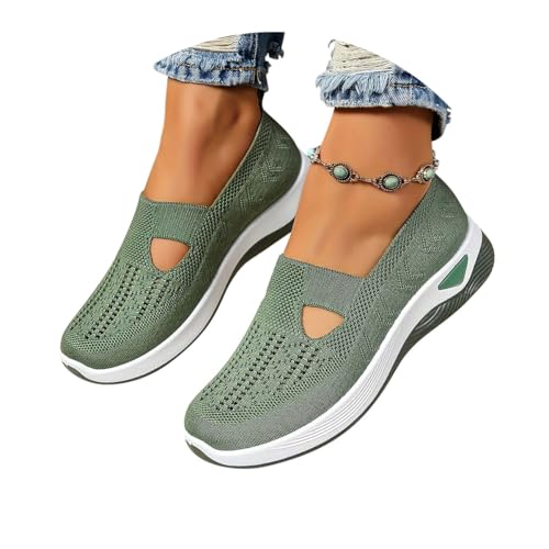 ticticlily Turnschuhe Damen Sommer Slip on Sneaker Leichte Bequeme Sportschuhe Atmungsaktive Slipper A Grün 37 EU von ticticlily