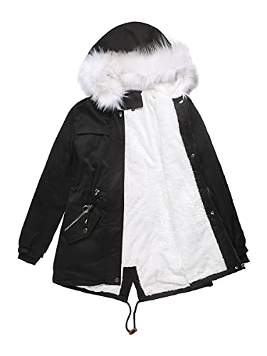 ticticlily Übergangsjacke Damen Mantel Herbst Winter Lang Parka Jacke Wintermantel mit Kapuze und Reissverschluss Große Größen Jacken mit Taschen Steppmantel Schwarz S von ticticlily