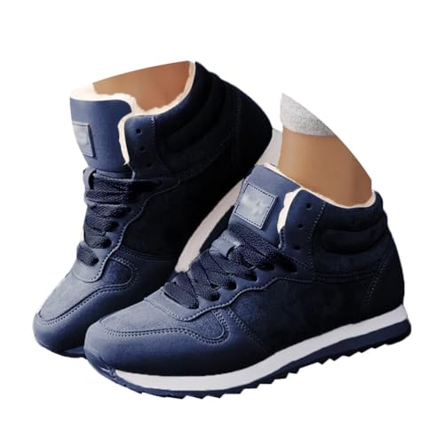 ticticlily Unisex Winterschuhe Damen Herren Warm Gefüttert Sneaker Leicht Winterstiefel Wildleder Winter Kurzschaft Stiefel Schneestiefel Rutschfest B Dunkelblau 39 EU von ticticlily