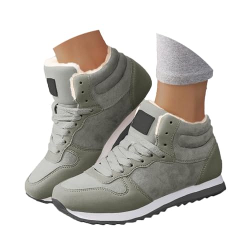 ticticlily Unisex Winterschuhe Damen Herren Warm Gefüttert Sneaker Leicht Winterstiefel Wildleder Winter Kurzschaft Stiefel Schneestiefel Rutschfest B Grau 36 EU von ticticlily