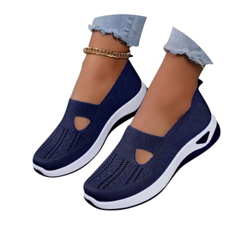 ticticlily Walkingschuhe Damen Leicht Orthopädische Schuhe Sneaker Sommer Atmungsaktiv Sportschuhe A Blau 42 EU von ticticlily