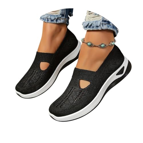 ticticlily Sneaker Damen Sommer Leicht Orthopädische Schuhe Breite Fuß Sportschuhe Turnschuhe A Schwarz 38 EU von ticticlily