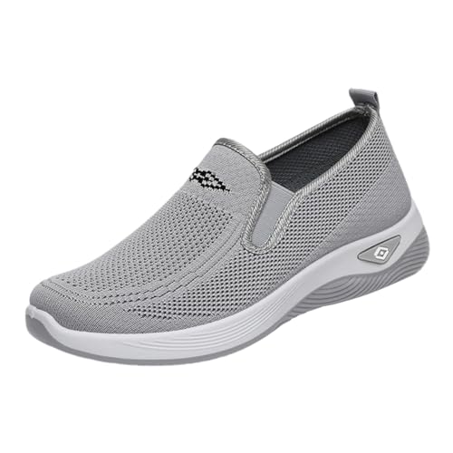 ticticlily Walkingschuhe Damen Leicht Weite H Orthopädische Schuhe Slip On Sneaker Outdoor Mesh Atmungsaktiv Sommerschuhe A Grau 39 EU von ticticlily